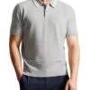 Ted Baker Textured Knitted Polo Shirt With Wool