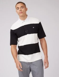 Ben Sherman Pure Cotton Striped Short Sleeve Rugby Shirt