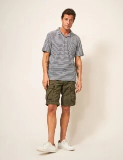 WHITE STUFF Pure Cotton Striped Revere Polo Shirt