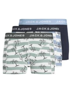 Jack & Jones Junior 3pk Cotton Rich Palm Print Trunks (8-16 Yrs)