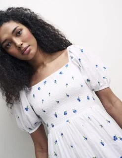 Organic Cotton Printed Square Neck Midi Dress -Marks And Spencer Shop SD 10 T82 3672 Z4 X EC 2