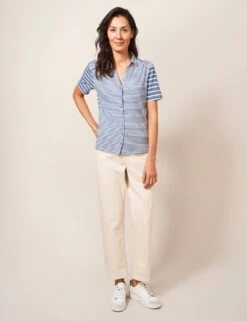 WHITE STUFF Pure Cotton Striped Collared Shirt