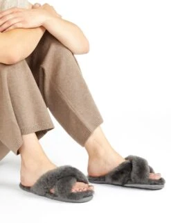 Jones Bootmaker Sheepskin Open Toe Mule Slippers