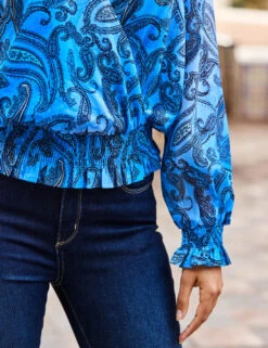 Paisley V-Neck Frill Detail Shirred Blouse 7 Paisley V-Neck Frill Detail Shirred Blouse -Marks And Spencer Shop SD 10 T83 2078W E4 X EC 3