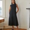 Organic Cotton Round Neck Midi Tiered Dress