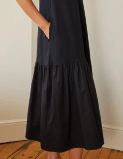 Organic Cotton Round Neck Midi Tiered Dress -Marks And Spencer Shop SD 10 T83 2346W Y0 X EC 1