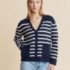 Striped V-Neck Cardigan With Wool -Marks And Spencer Shop SD 10 T83 2960W F0 X EC 0
