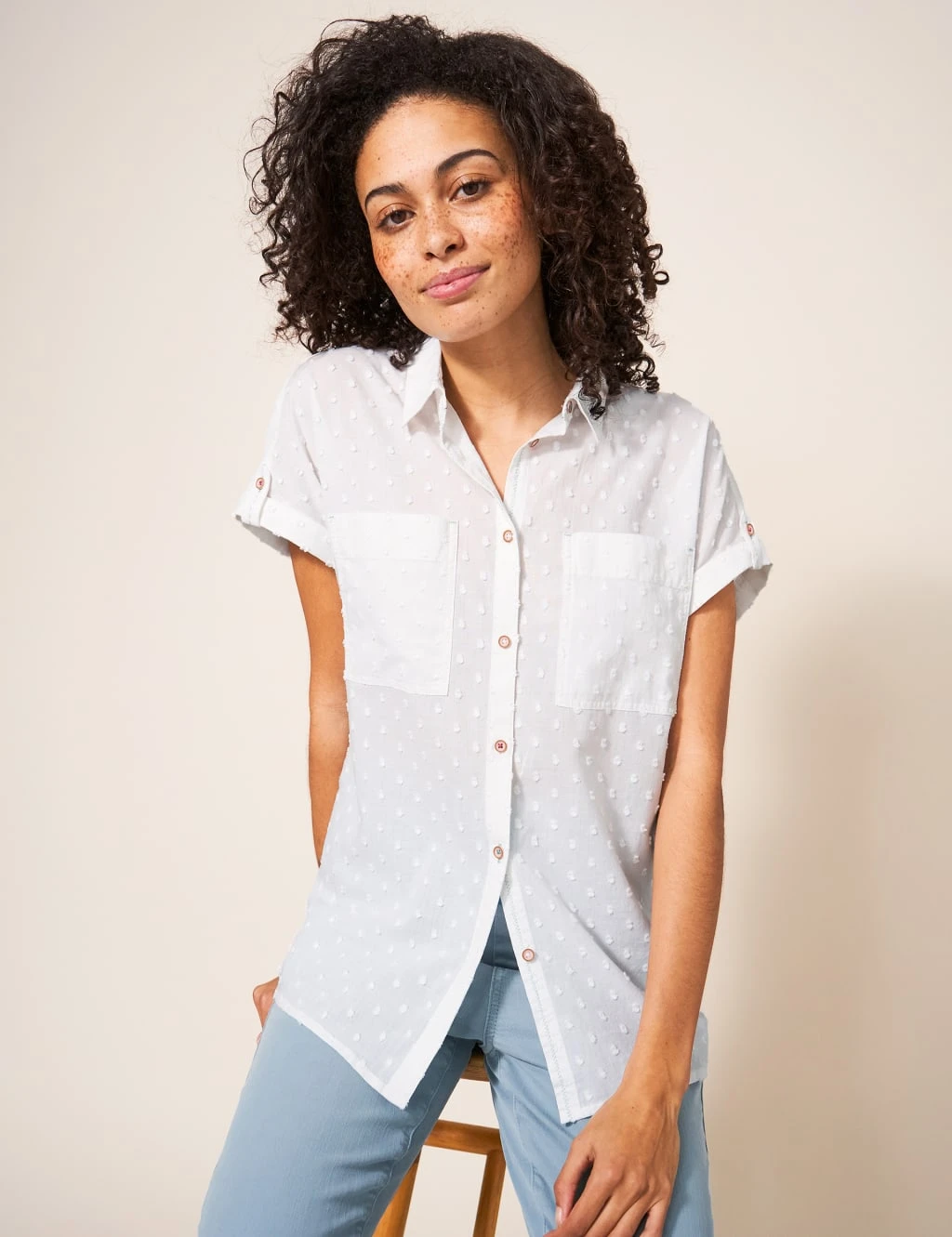 WHITE STUFF Organic Cotton Textured Collared Shirt 1 WHITE STUFF Organic Cotton Textured Collared Shirt