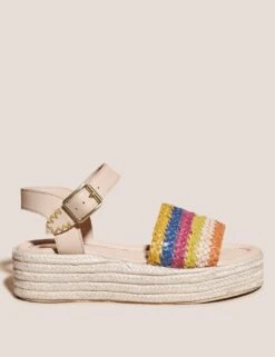 WHITE STUFF Leather Ankle Strap Flatform Espadrilles