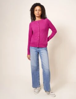 WHITE STUFF Pure Cotton Crew Neck Button Front Cardigan