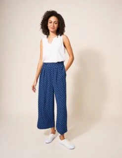 WHITE STUFF Printed Pleat Front Wide Leg Culottes