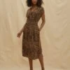 Animal Print V-Neck Midi Waisted Dress -Marks And Spencer Shop SD 10 T83 5204W N4 X EC 0