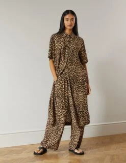 Animal Print Belted Midi Shirt Dress -Marks And Spencer Shop SD 10 T83 5205W N4 X EC 4