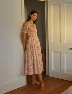 Organic Cotton Floral Square Neck Dress