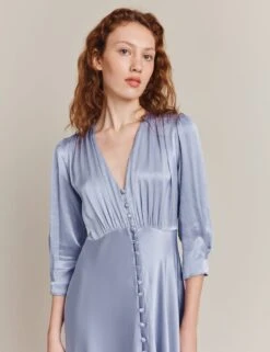 Ghost Satin V-Neck Button Front Midi Waisted Dress -Marks And Spencer Shop SD 10 T83 5359W D0 X EC 2