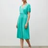 V-Neck Puff Sleeve Midi Waisted Dress -Marks And Spencer Shop SD 10 T83 5416W J0 X EC 0