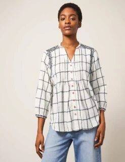 WHITE STUFF Cotton Rich Checked Embroidered Shirt -Marks And Spencer Shop SD 10 T83 6100W K4 X EC 2