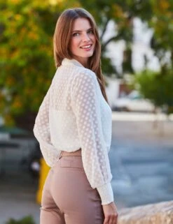 Sheer Polka Dot Blouson Sleeve Shirt 8 Sheer Polka Dot Blouson Sleeve Shirt -Marks And Spencer Shop SD 10 T83 6403W Z4 X EC 3