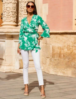 Floral Ruffle Wrap Top
