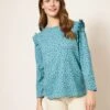 WHITE STUFF Pure Cotton Printed Ruffle Top