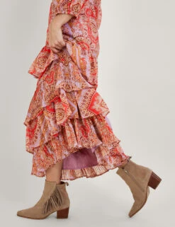 MONSOON Paisley Tie Neck Ruffle Maxi Tiered Dress -Marks And Spencer Shop SD 10 T83 7101W D4 X EC 3