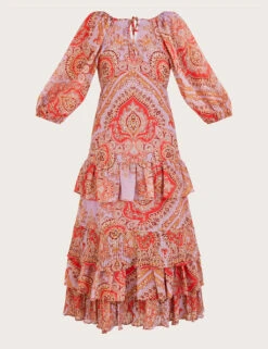 MONSOON Paisley Tie Neck Ruffle Maxi Tiered Dress -Marks And Spencer Shop SD 10 T83 7101W D4 X EC 90