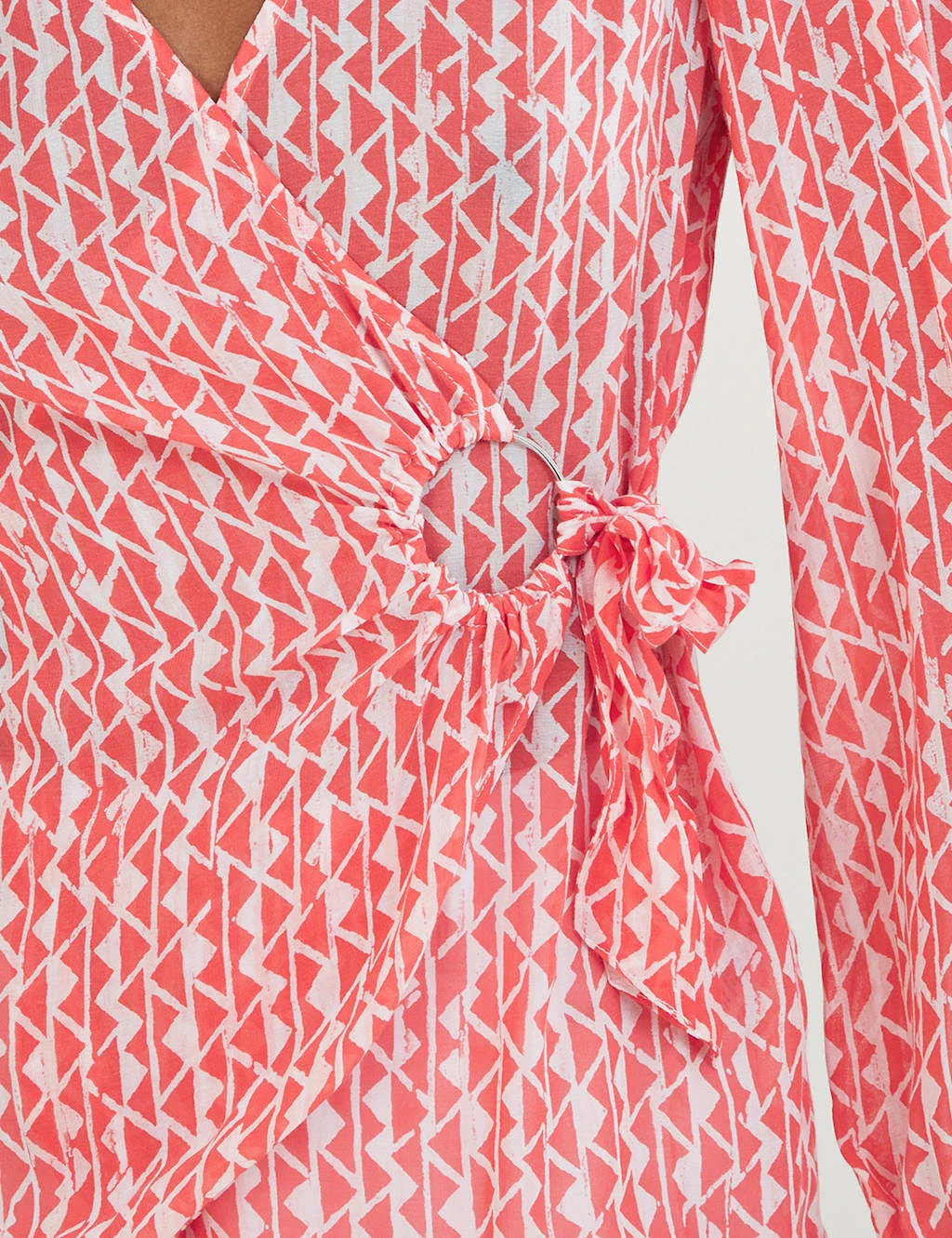 MONSOON Geometric V-Neck Tie Front Blouse 5 MONSOON Geometric V-Neck Tie Front Blouse - Image 5