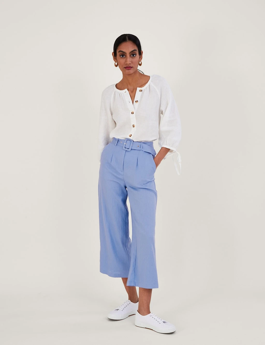 MONSOON Linen Blend Belted Straight Leg Culottes 1 MONSOON Linen Blend Belted Straight Leg Culottes