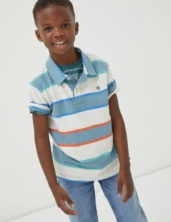 Pure Cotton Striped Polo Shirt (3-13 Yrs)