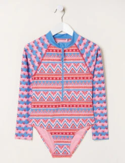 Aztec Print Long Sleeve Swimsuit (3-13 Yrs)
