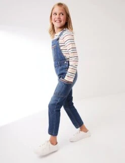 Pure Organic Cotton Denim Rainbow Dungarees (3 - 13 Yrs)