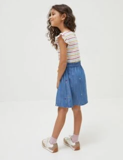 Cotton Blend Striped Embroidered Dress (3-13 Yrs) -Marks And Spencer Shop SD 10 T94 2920 E0 X EC 2