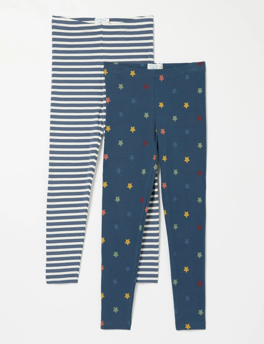 2pk Cotton Rich Stars & Striped Leggings (3-13 Yrs) 2 2pk Cotton Rich Stars & Striped Leggings (3-13 Yrs) - Image 2