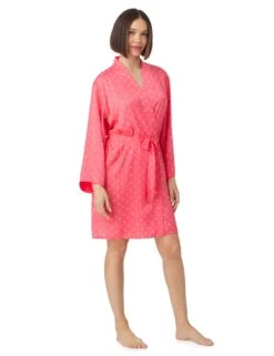 DKNY Satin Geometric Tie Short Kimono Robe -Marks And Spencer Shop Satin Geometric Tie Short Kimono Robe 2