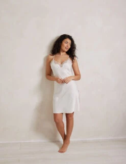 Satin Lace Trim Chemise