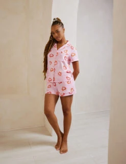 Shrimp Heart Print Shortie Set