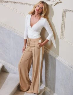 Side Stripe Drawstring Wide Leg Trousers