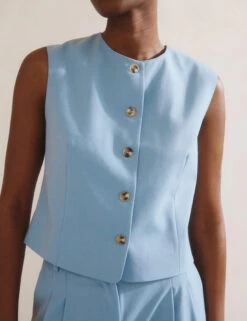 Single Breasted Cropped Waistcoat -Marks And Spencer Shop Single Breasted Cropped Waistcoat 4