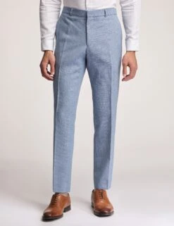Ted Baker Slim Fit Linen Rich Flat Front Trousers