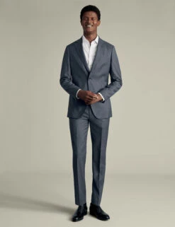 Slim Fit Pure Wool Flat Front Stretch Trousers