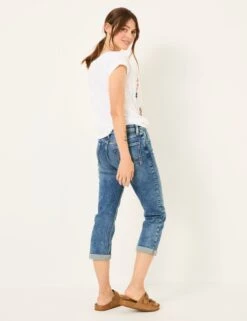 Slim Fit Turn Up Cropped Jeans -Marks And Spencer Shop Slim Fit Turn Up Cropped Jeans 2