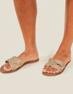 Accessorize Sparkle Embellished Flat Sliders