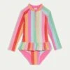 Striped Long Sleeve Frill Swim Suit (2-8 Yrs) -Marks And Spencer Shop Striped Long Sleeve Frill Swim Suit 2 8 Yrs