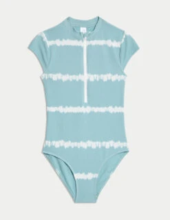 Striped Tie Dye Zip Swimsuit (6-16 Yrs)