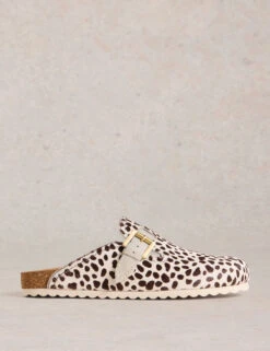 WHITE STUFF Suede Animal Print Mules