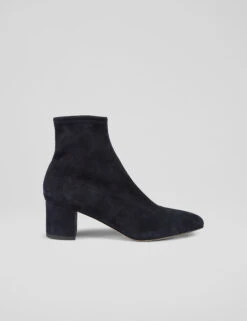 Suede Block Heel Square Toe Ankle Boots