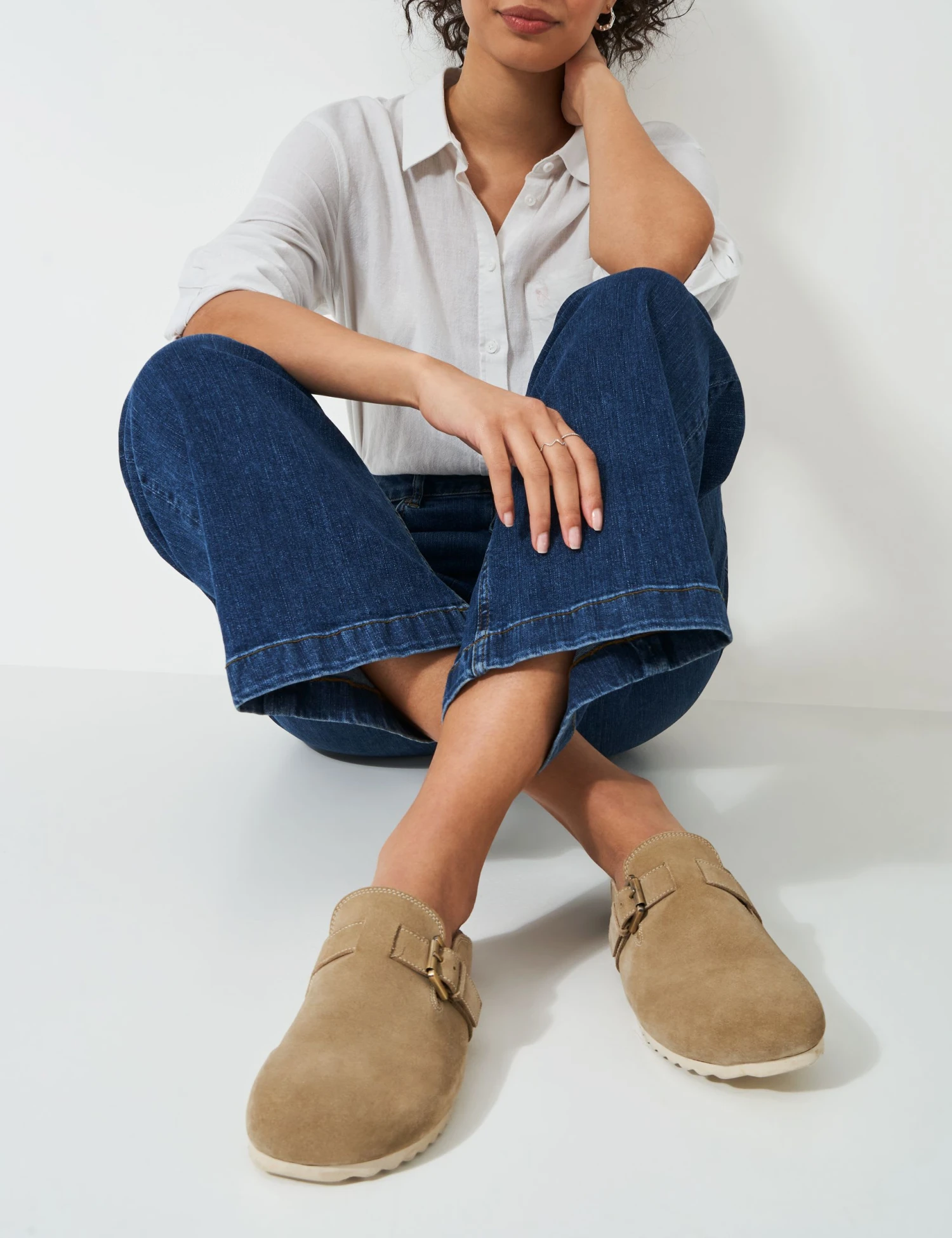 Suede Buckle Flat Mules 1 Suede Buckle Flat Mules