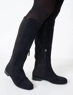 Suede Flat Knee High Boots