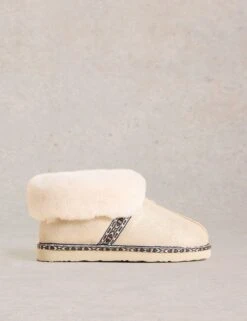 WHITE STUFF Suede Shearling Slipper Boots