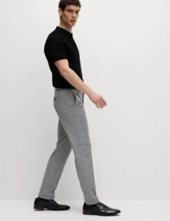 Tailored Fit Puppytooth Flat Front Trousers -Marks And Spencer Shop Tailored Fit Puppytooth Flat Front Trousers 5